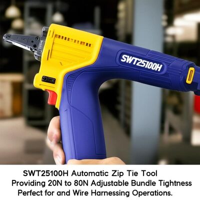 Buy SWT25100H Automatic Zip Tie Tool Providing 20N to 80N Adjustable Bundle Tightness Perfect for and Wire Harnessing Operations online manufacture